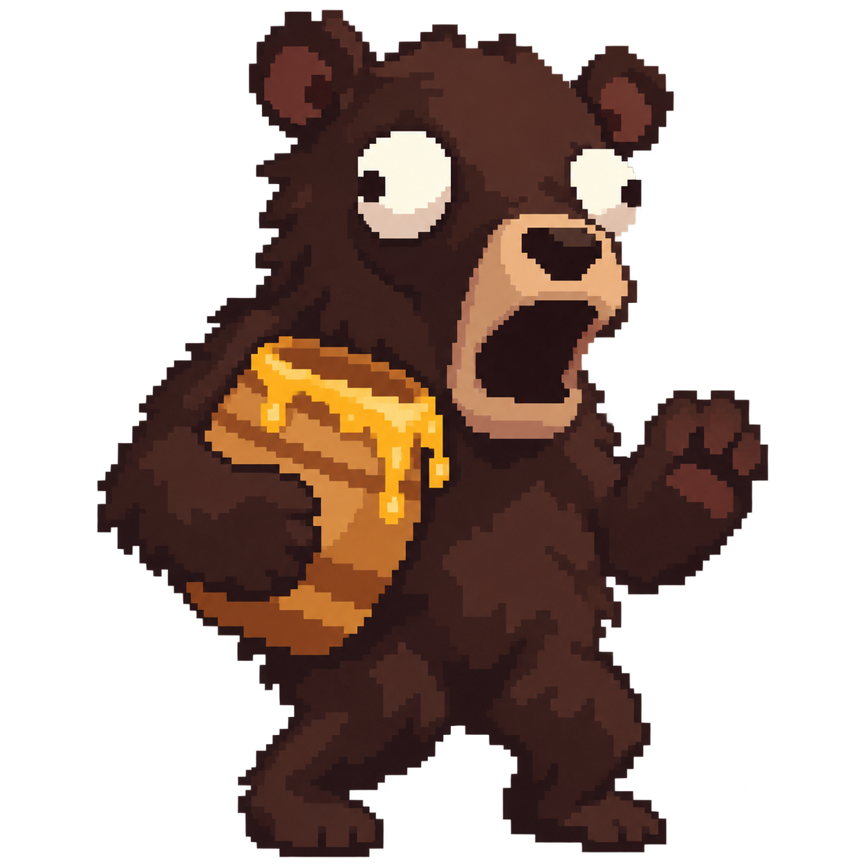 Full-body BERR holding his emergency honey jar